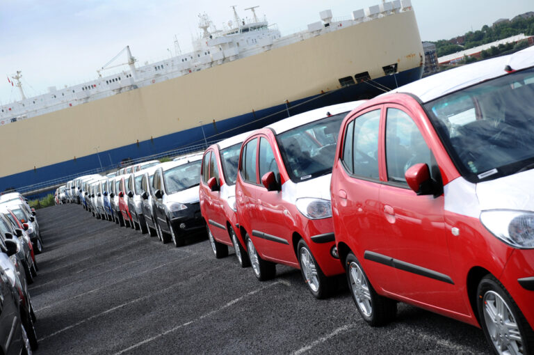 A Row of Newly Imported Japanese Cars